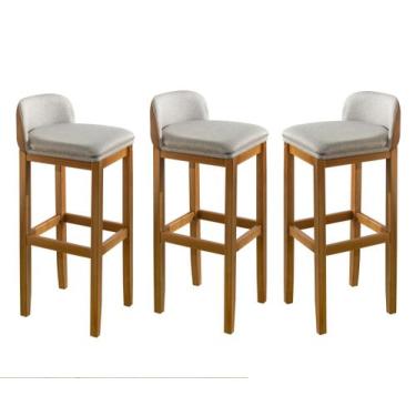 Imagem de Kit 3 Banquetas Alta Estofado Bancada Cozinha Área Gourmet Ônix - Comp
