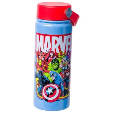 Imagem de Silver Buffalo Garrafa de água de aço inoxidável Marvel AVBEM Beyond Mightiest emoldurada com logotipo do grupo 590 ml com alça giratória