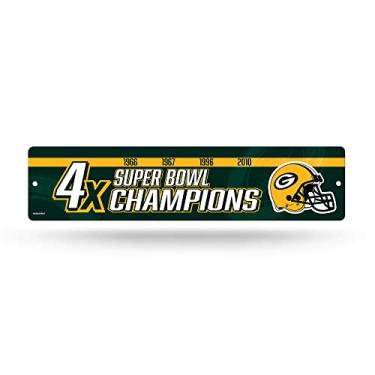 Imagem de Rico Industries NFL Green Bay Packers - Placa de rua de plástico 4X Champ - Decoração de casa - Placa de parede