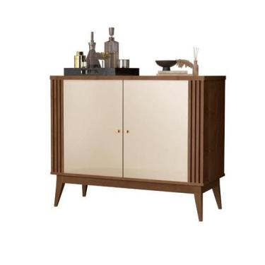 Imagem de Buffet AR Estilo Retrô 2 Portas Cor Nogueira Off White - EDEN
