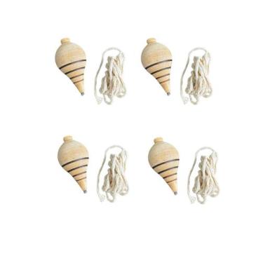 Imagem de Kit 50 Brinquedo Pião De Madeira Com Ponteira + Barbante - Piões Signo