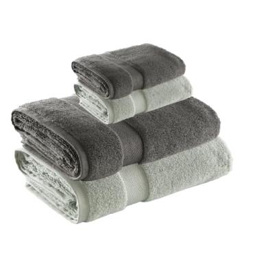 Imagem de Jogo de Toalha de Banho e Rosto Super Soft Zero Twist, 4 pe�as, Algod�o, Toque Macio, 500g/m�, Altihaus, Alta Absor��o, Durabilidade (Verde/Chumbo)