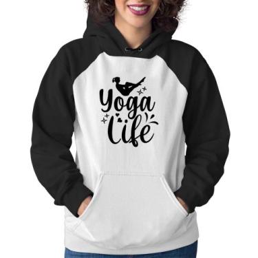 Imagem de Moletom Feminino Yoga Life - Foca na Moda, Branco, Preto, M