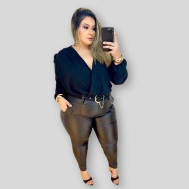 Imagem de Conjunto Plus Size Calça + Body Manga Longa + Cinto 0647 - Bellucy Mod