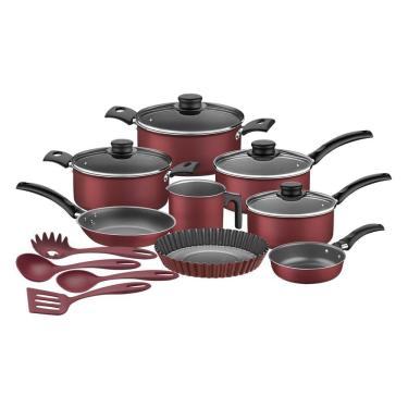 Imagem de Jogo De Panelas De Alumínio Com Acessórios 12 Peças Tramontina Turim Vermelho