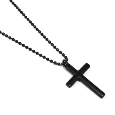 Imagem de Colar Masculino Corrente Cruz Negra Militar - Marshop