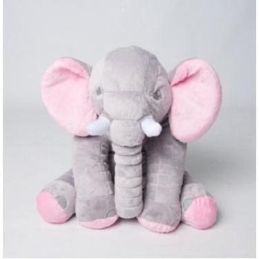 Imagem de Almofada Elefante Pelúcia - Lerina Variedade, Cinza com Rosa, G