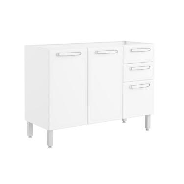 Imagem de Gabinete p/ Pia Cozinha Balcão Evidence 7024 c/ 3 Portas e 2 Gavetas s/ Tampo 120cm Branco - Bertolini
