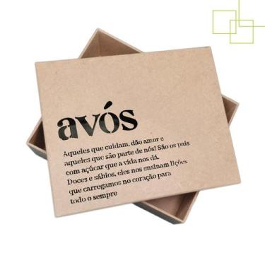 Imagem de Caixa em MDF Decorada Presente Avós 23X19X8 Embalagem Para Duas Caneca