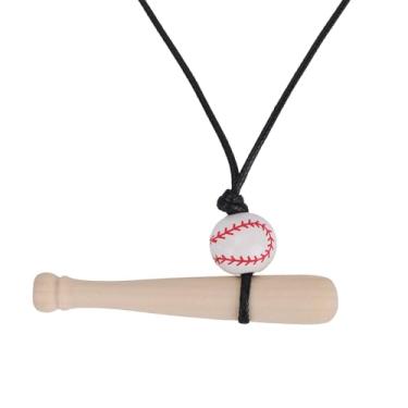 Imagem de 1pc Colar de Beisebol com Pingente de Taco Madeira para Presente Equipe Suprimentos Festa Temática Esportiva