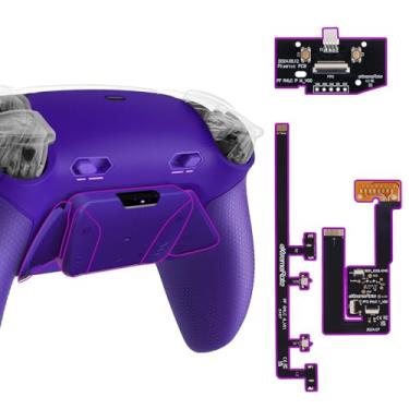 Imagem de eXtremeRate Kit De Pás Traseiras Rise4 Plus Max Com Travas Gatilho E Empunhadura Emborrachada Para Controle Ps5 Bdm-030 040 050, Botões Remapeáveis - Roxo Galáctico