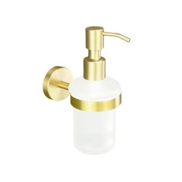 Imagem de Acessórios para banheiro em ouro escovado, porta-toalhas, porta-copos, porta-toalhas, porta-papel, porta-escova de vaso sanitário, cabide para casaco (dispensador de sabão)