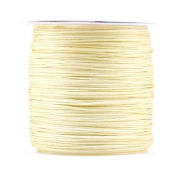Imagem de Mandala Crafts Fio de cetim de nylon, fio de acabamento de chocalho para nós chineses, Kumihimo, contas, macramé, fabricação de joias, costura (0,8 mm 109 metros, creme)