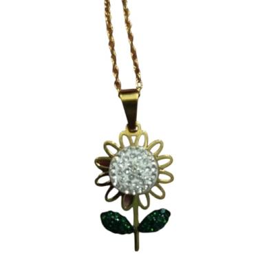 Imagem de Corrente com Pingente Pétalas de Flor Formato Girassol(Dourado)