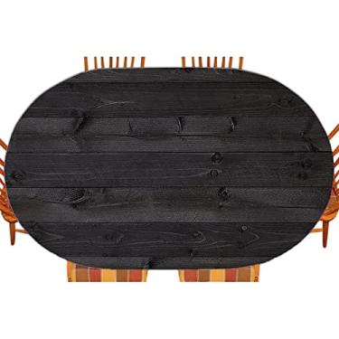 Imagem de Capa de mesa de madeira ajustada, estampa de textura de prancha de madeira, toalha de mesa impermeável interna/externa, sala de jantar de pátio e cozinha, serve para mesa de 122 x 172 cm