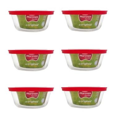 Imagem de Kit 6 Potes Redondo Vidro Marinex 600ml Tampa Silicone Nadir - Nadir F