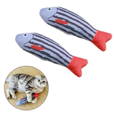 Imagem de 2 Peixe De Pelúcia Brinquedo Interativo Para Gatos Com Sininho - Pelúc