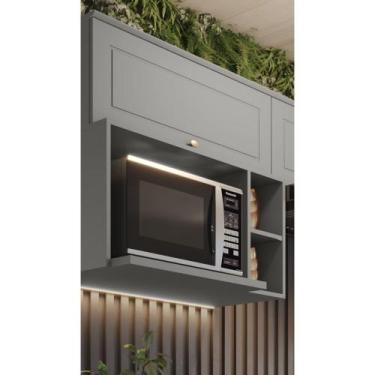 Imagem de Armário Aéreo 80cm com Nicho para Microondas 1 Porta Basculante Americ