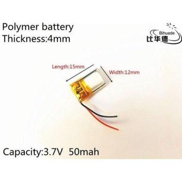 Imagem de Bateria 3,7v 50mah 4mm X 12mm X 15mm  C/2 Fios - bgb