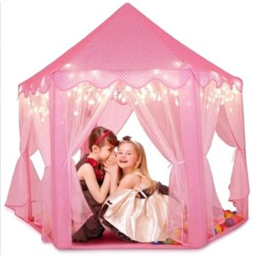 Imagem de Barraca Infantil tendas para crianças em ambientes interior, casa de princesa rosa para meninas, Iluminação de LEDtenda para crianças (ROSE COM LED)