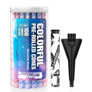 Imagem de Pacote com 100 cones SafeDelux Colorful King Size com tubo de vidro