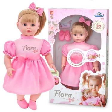 Imagem de Boneca Flora Grande 50cm Abre e Fecha Olhos Fala 30 Frases - Adijomar