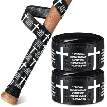 Imagem de Pushglossy 2 Pçs Fitas de Aderência de Taco de Beisebol Faith Cross 1,1 mm Fita Adesiva Pré-cortada e Totalmente Adesiva Softball, Antiderrapante, Embrulhar Taco de Beisebol, Fita de Rebatedor
