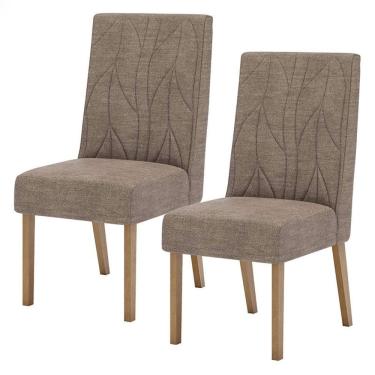 Imagem de Cadeira para Mesa de Jantar Eloá Kit 2 Peças Nature Cacao - Henn