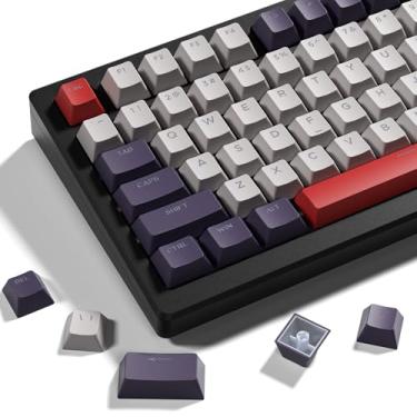 Imagem de Teclas XVX Shine Through -133 teclas Cherry Profile Double Shot PBT compatíveis com 60%/75%/100% teclado mecânico retrô para jogos - vermelho vintage