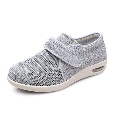 Imagem de Tênis Masculinos Para Diabéticos Com Fecho Ajustável. Tênis Leves Para Caminhada, Para Diabéticos, Fascite Plantar, Joanetes, Artrite, Pés Inchados(Gray,45 EU)