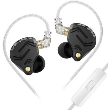 Imagem de KZ ZS12 PRO X in Ear Monitor IEM com microfone, fones de ouvido para jogos com fio 5BA 1DD híbrido IEM, fones de ouvido intra-auriculares com cancelamento de ruído, para cantores músicos, sem