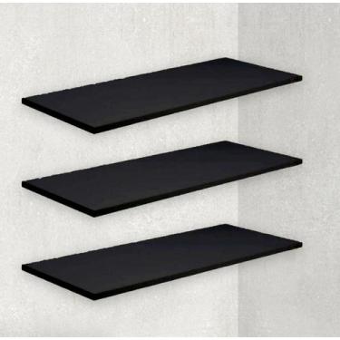 Imagem de Kit 3 Prateleiras MDF 15mm - 100x20cm - PRETA + suporte invisível - SK