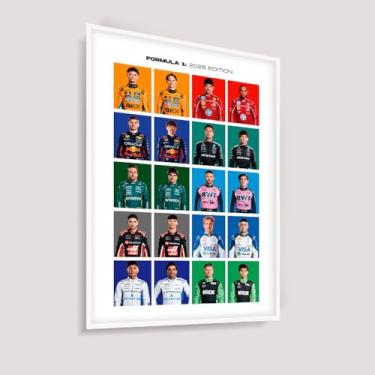 Imagem de Quadro Decorativo Com Moldura F1 Fórmula 1 FIA Pilotos Edição 2025 (Moldura Branca)
