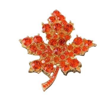 Imagem de Broche de folha de bordo de outono broche de cristal brilhante folha de outono broche de lapela feminino acessórios de roupas modernas, one size, Zinco, Sem Pedra Preciosa