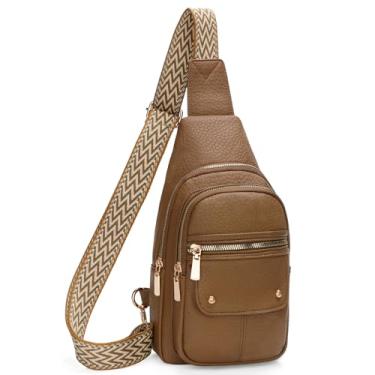 Imagem de GOIACII Bolsa tiracolo feminina antifurto bolsa de viagem pochete de couro, Marrom