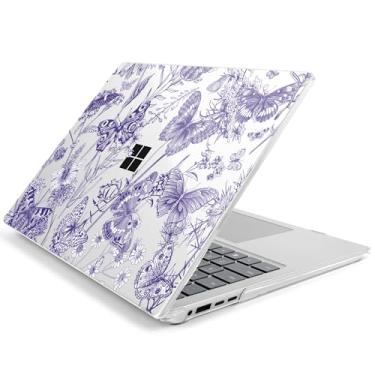Imagem de Loyrina Capa rígida para laptop Microsoft Surface de 15 polegadas Copilot+ PC 2024 (7ª Ed), design floral leve e moderno, capa transparente para laptop, com capa de teclado TPU e adaptadores OTG
