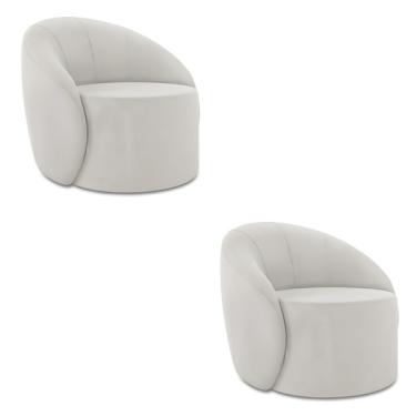 Imagem de Poltrona Decorativa Orgânica Kit 2 Lua Veludo D03 - D'rossi -