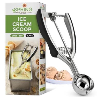 Imagem de Spring Chef - Colher de biscoito pequena para assar, colher multifuncional nº 60 com liberação de gatilho para melão, sorvete, bola de proteína, colher de biscoito de aço inoxidável, 1 colher de sopa