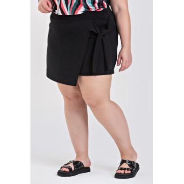 Imagem de Shorts Saia Feminino Plus Size Frente Transpassada Com Amarração Later