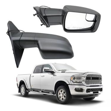 Imagem de Espelho retrovisor direito do lado do passageiro compatível com Ram 1500 2019-2024 Espelho elétrico de porta com sensor de temperatura dobrável manual aquecido substitui 68276498AH CH1321471 (5 pinos