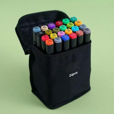 Imagem de Kit Canetinha 24 Unidades Cores Perfeitas Desenho Escolar - Guiro