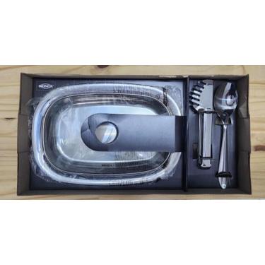 Imagem de Travessa com Tampa de Vidro 3 Pçs Retangular Lyon - Brinox