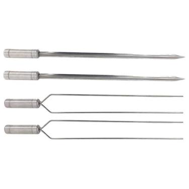 Imagem de 4x Espetos Inox Lâmina 60cm Espada e Duplo P/ Churrasqueira - INOX LAU