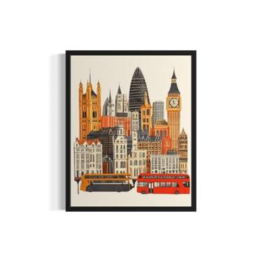 Imagem de Impressão de pôster de arte de parede Londres Reino Unido, paisagem retrô vintage, pintura de paisagem, ilustração, impressões de viagem, decoração de paisagens urbanas, galeria 27 (Londres, Reino