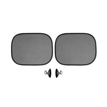 Imagem de Kit 2 Peças, Protetor Solar de Janela Lateral de Carro, Dobrável, com Ventosas, 44 x 37 cm, Preto