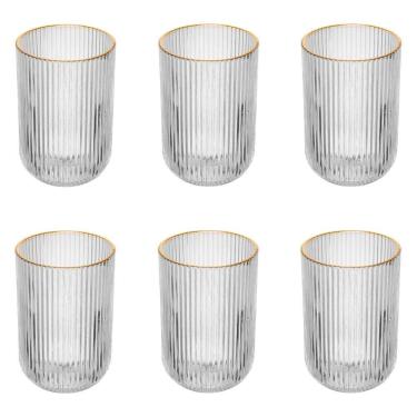 Imagem de Conjunto 6 Copos Altos 430 ml Lines Fio de Ouro Wolff