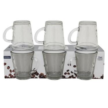 Imagem de Jogo de Xicara Coffee 6 peças Fratelli 70ml Ideal para cafés, chás e d
