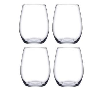 Imagem de Jogo de 4 Copo de Vidro Redondo p/ Drinks Bebidas Vinho Buffet - PASAB