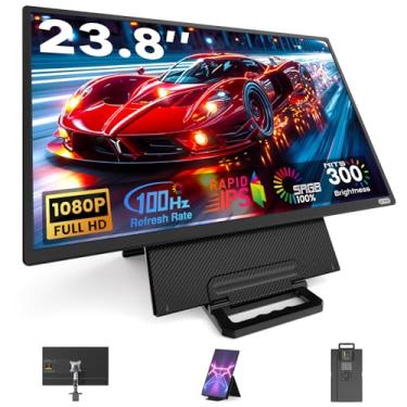 Imagem de Extensor de tela para laptop, monitor portátil IPS de 23,8 polegadas 1080p FHD 100 HZ, monitor de viagem para jogos em casa, exibição de paisagem e retrato, compatível com Wins/Mac/Linux e MINI PC
