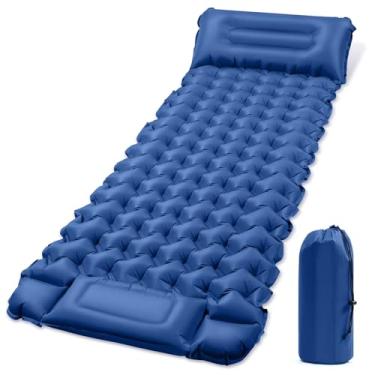 Imagem de SLMIRACLE Colchão inflável portátil individual para acampamento, almofada de dormir para acampamento, mochilão, caminhada, barraca dobrável, inflável, impermeável, ultraleve